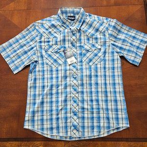 Wrangler men's large western style pearl snap short sleeve shirt